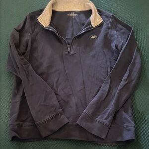 Vineyard Vines Navy Quarter-Zip with Cream Contrast Collar